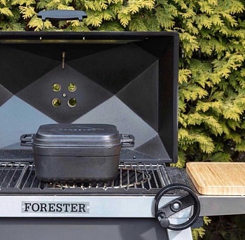фото Чугунный террин с крышкой-сковородой с антипригарным покрытием Forester CI-07